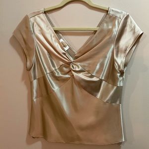 TALBOTS Silk front twist cream blouse